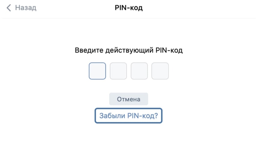 Изображена страница установки PIN-кода в мини-приложении VK Pay